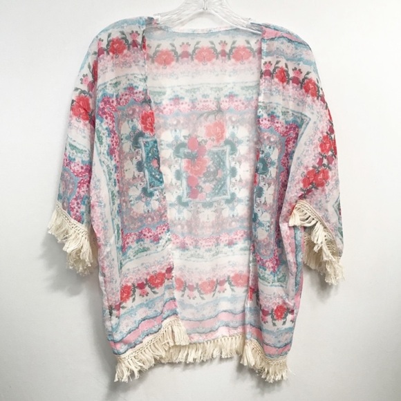 Women's Sheer‎ Fringe Kimono - Picture 1 of 5